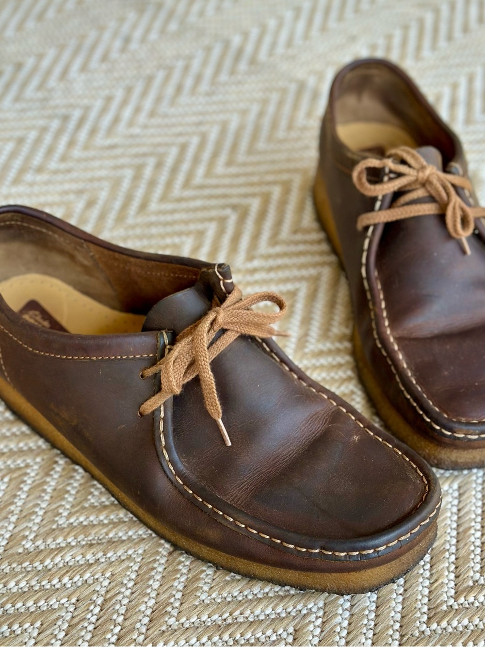 Men's Brown Leather Casual Moc Toe Lace-Up Shoes